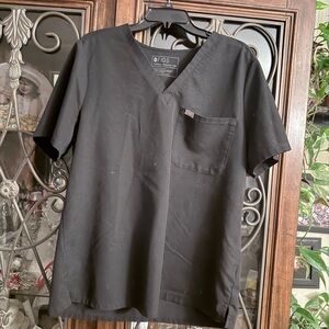 Figs Men's Short Sleeve Black V-Neck Tee